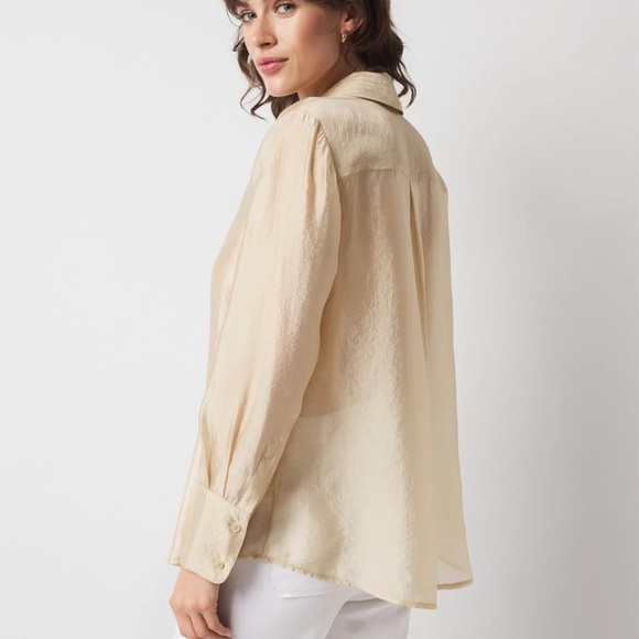 White House Black Market Beige Button Down Shirt - Picture 9 of 12